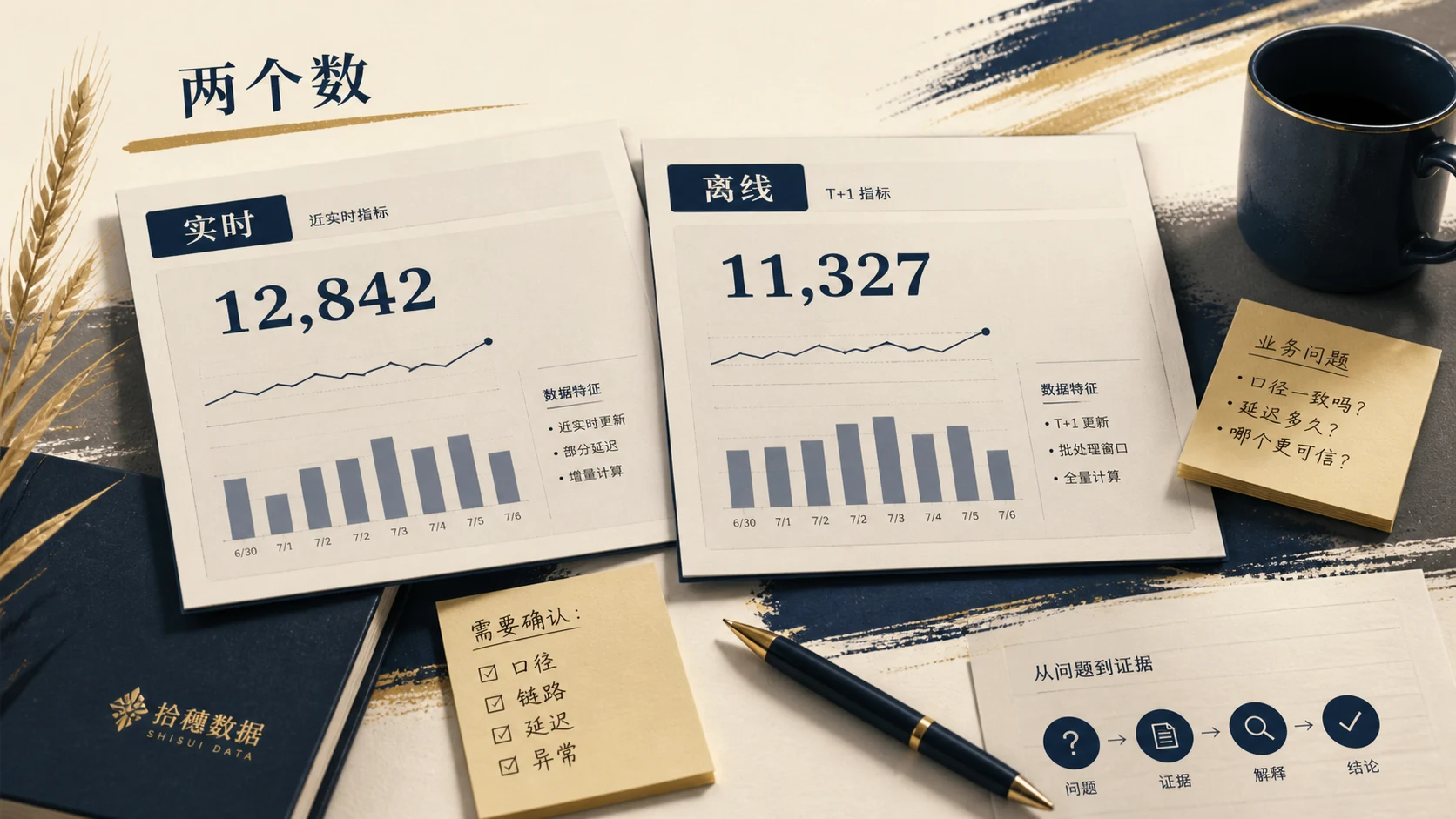 老板问“为什么两个数不一样”，你不能只回答一个是实时的
