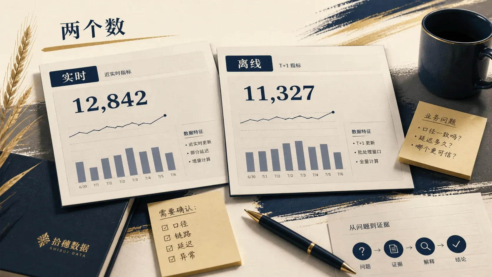 老板问“为什么两个数不一样”，你不能只回答一个是实时的