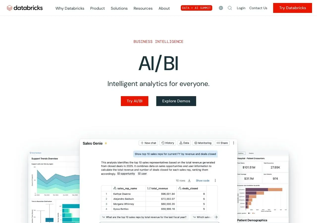 Databricks AI/BI 产品首页