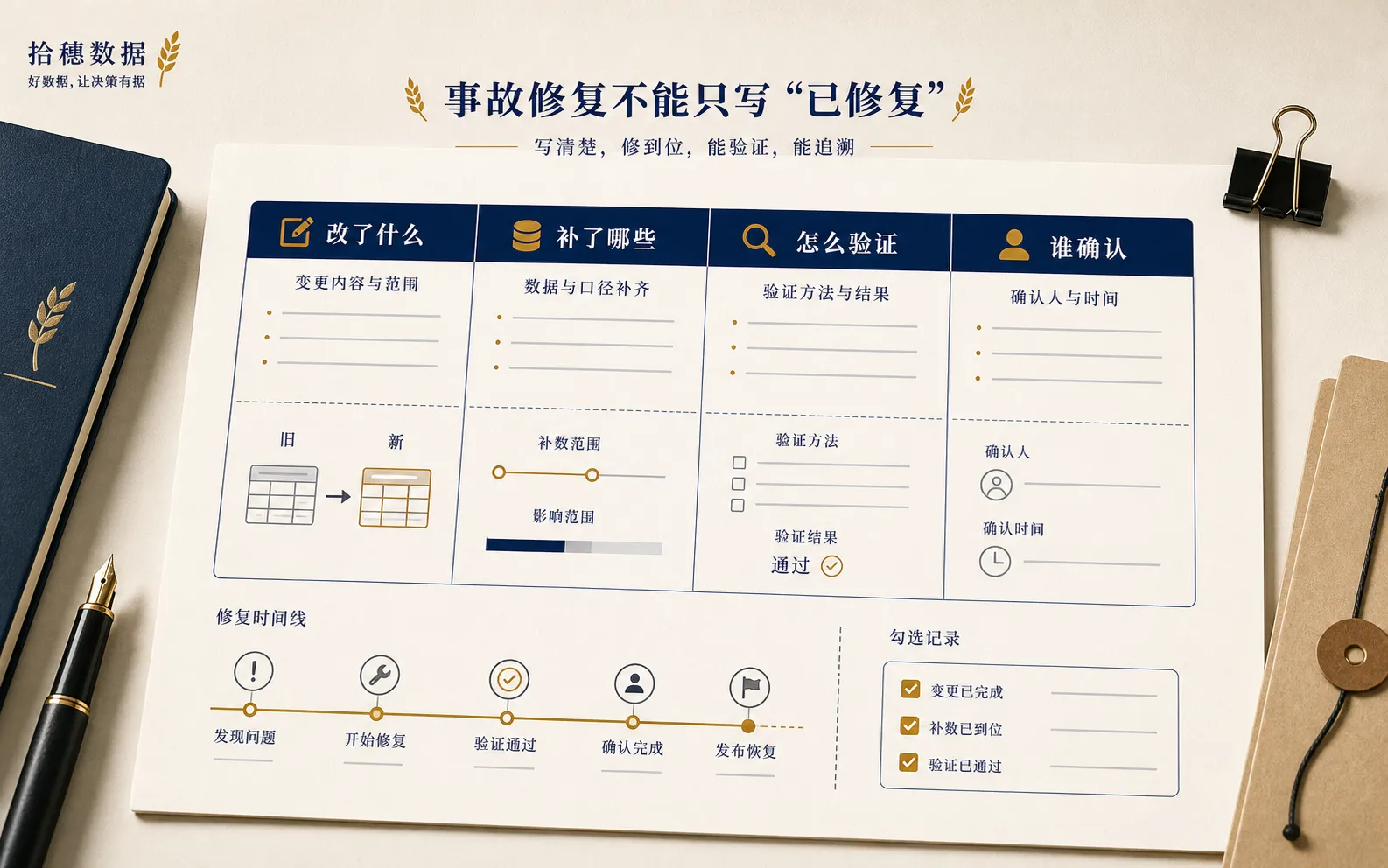 事故修复记录不能只写已修复