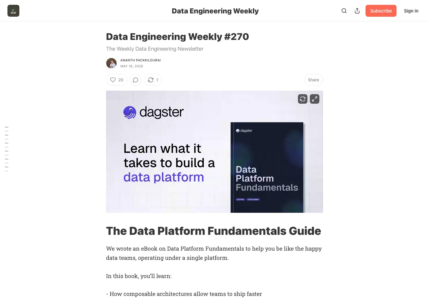 Data Engineering Weekly #270 来源页面截图