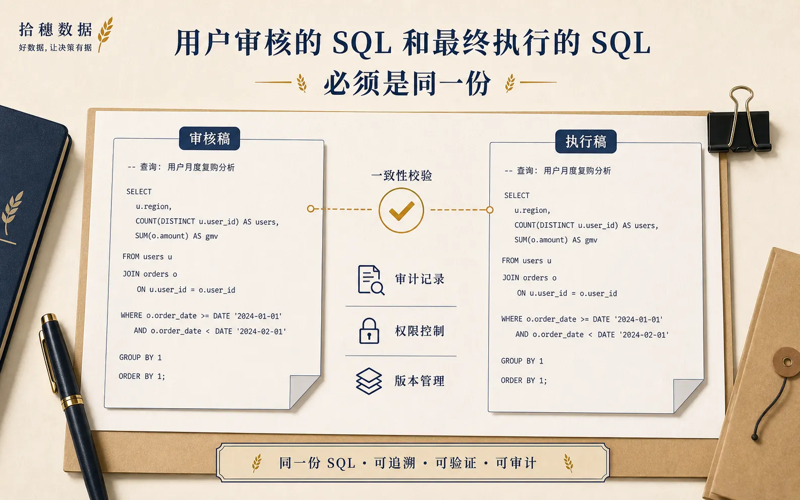 用户审核的 SQL 和最终执行的 SQL 必须是同一份